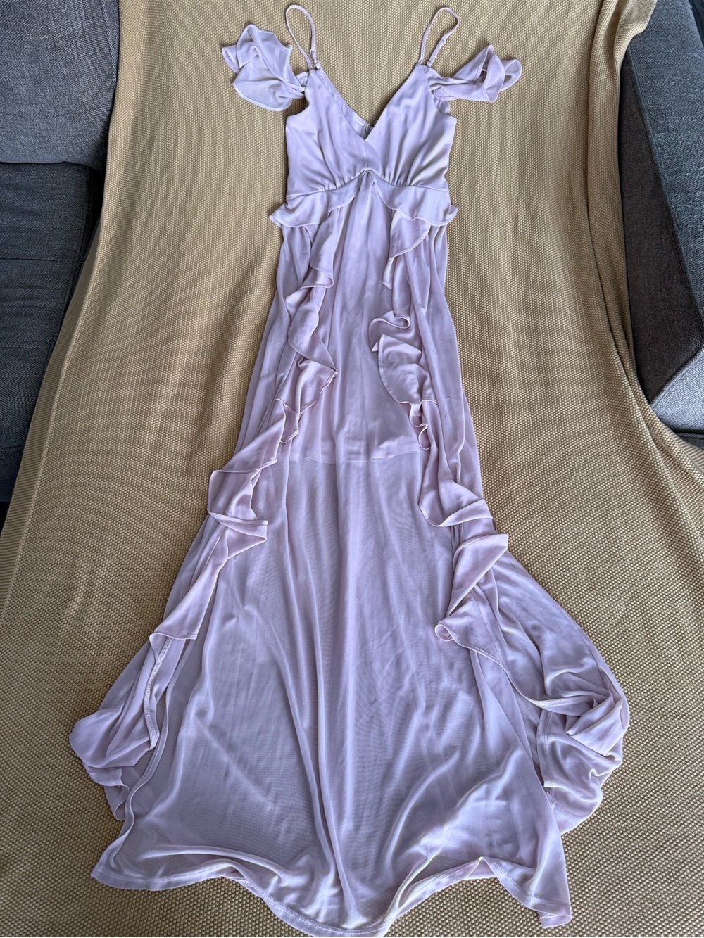 Express Mauve Pink Ruffle Maxi Dress
